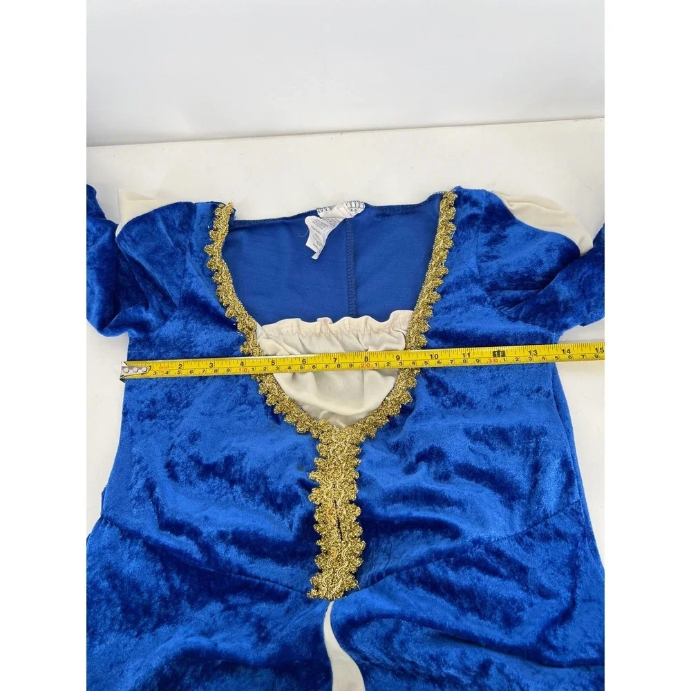 California Costume Regal Princess Dress Blue‎ Velvet Gold Trim Child Medium